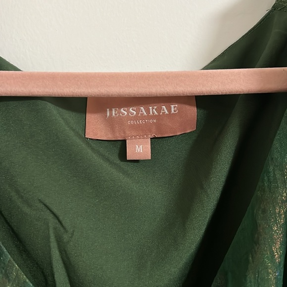 Jessa Kae Mommy & Me matching green puff sleeve faux wrap dresses - Picture 8 of 13